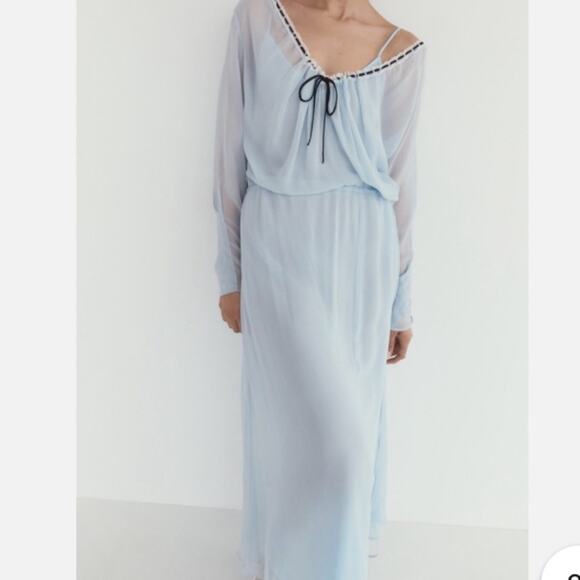 Zara Other - Zara NWTs Elegant Sheer Chiffon Blue Nightgown size small